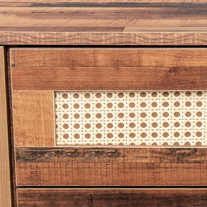 Rattan TV Stand for Televisions up to 70" Entertainment Center Table